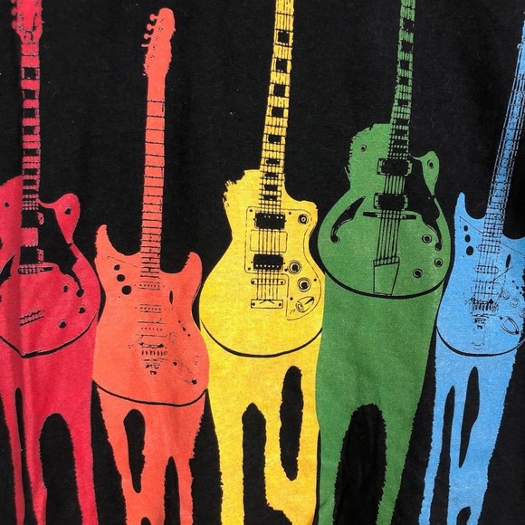 Electric Guitars In a Drip Art Collage T-Shirt; Musician Themed, Musical Art L - Picture 3 of 5